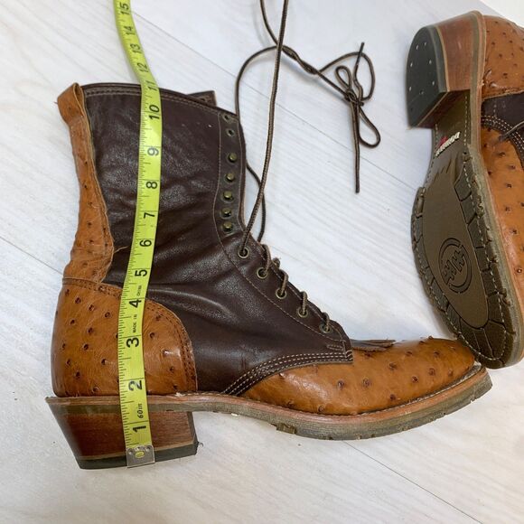 Double-H Boots Mens Size 10B Lacer Two Tone Work Boot D382 Ostrich Packer Kiltie main image 5